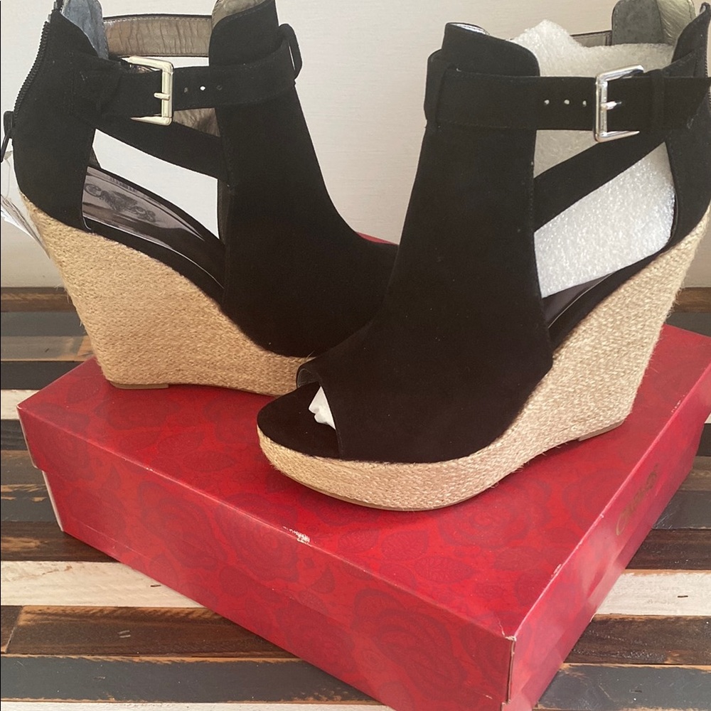 Black Wedge Sandals